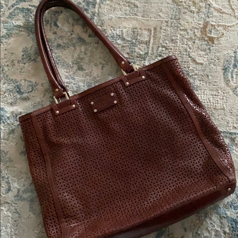 Vintage Brown Leather Kate Spade Tote Bag